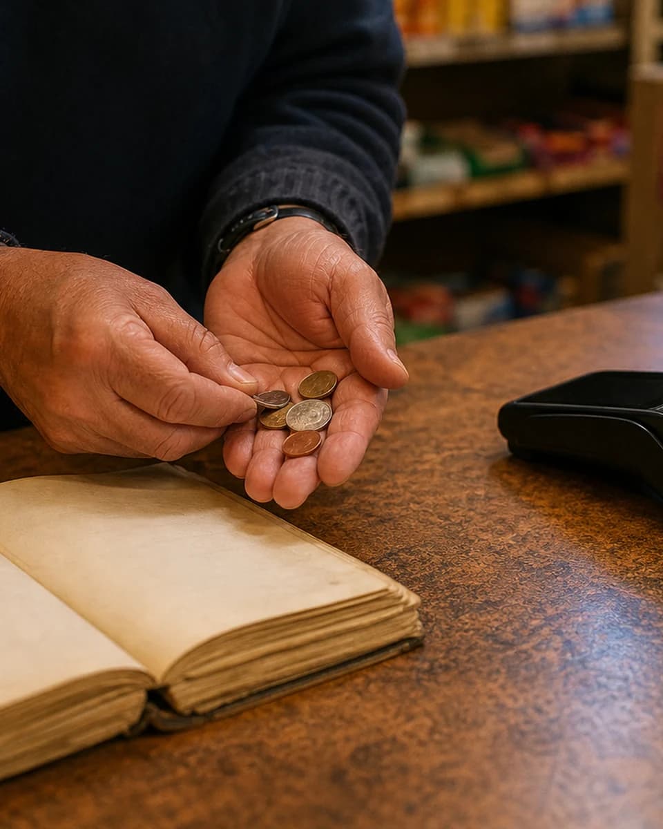 Customer choosing goods in a neighbourhood shop