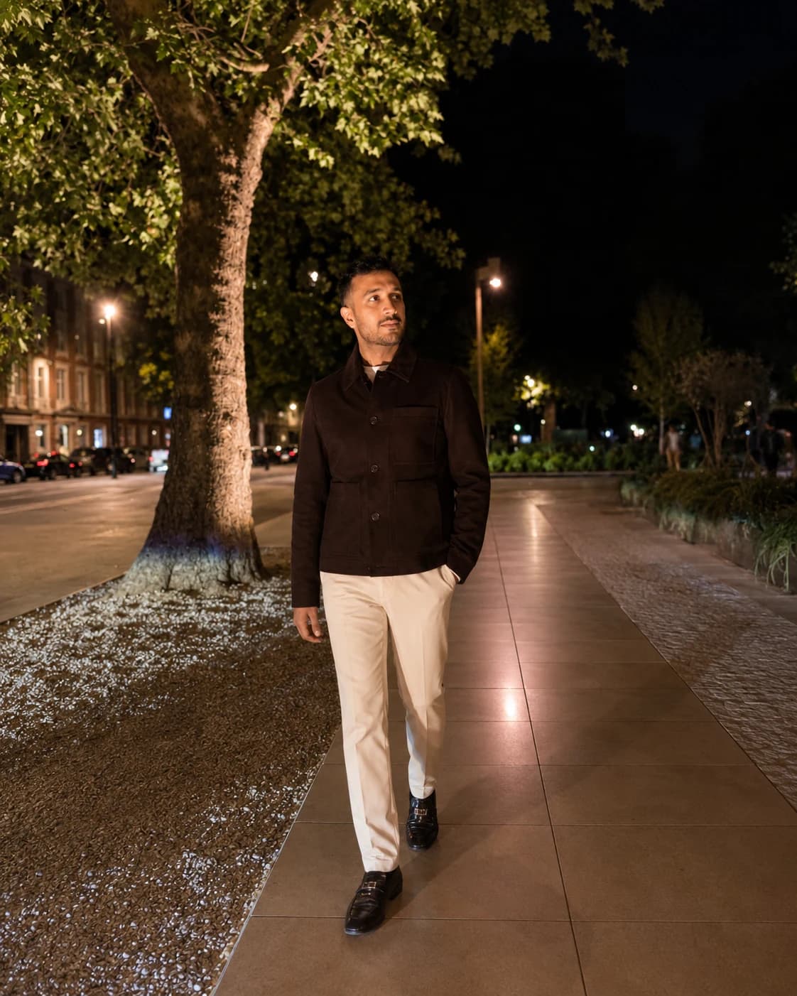 Varun Sharma walking in London at night