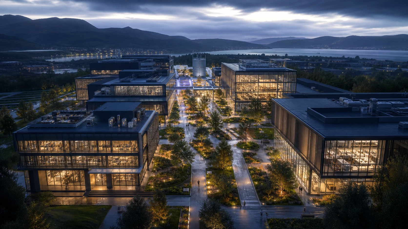 Illustrative aerial concept of the proposed NEUVIOR Scotland campus